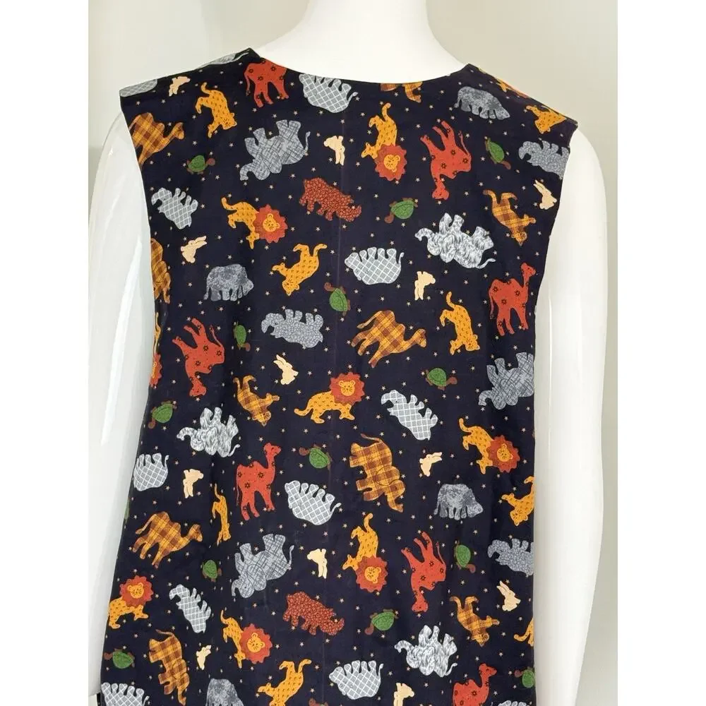 Vintage 90s Handmade Noah’s Ark Patchwork Reversible Vest Women’s Size L Boho - Picture 6 of 11